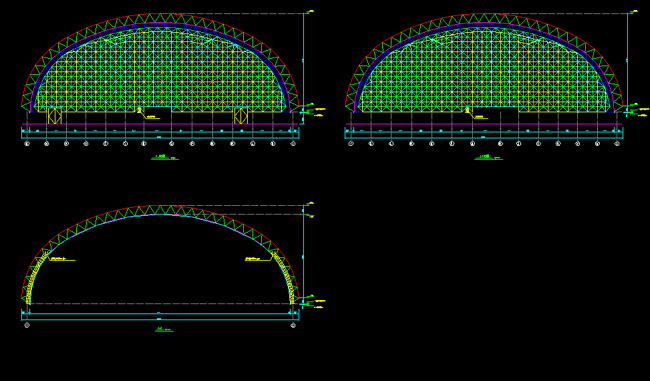 普陀跨度110米，拱高35_7米煤棚网架